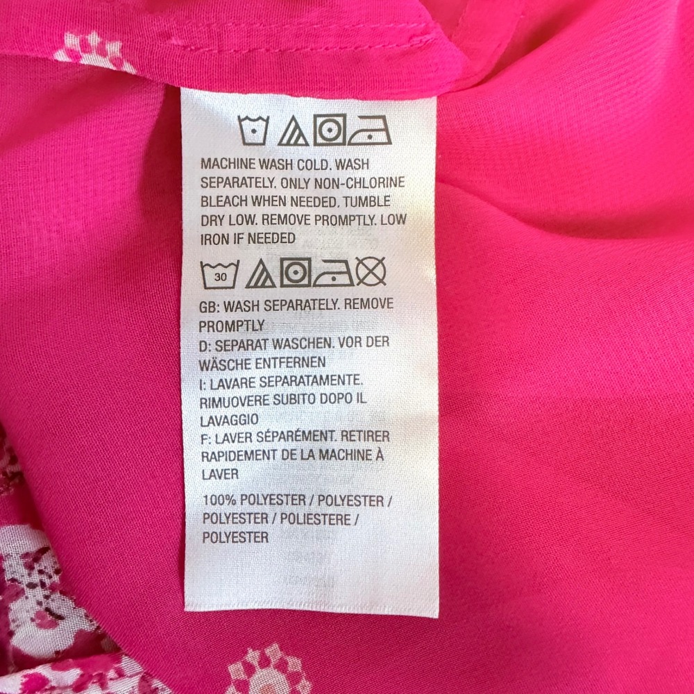 Susan Graver Tunic L Pink Paisley Chiffon Tie Neck Long Sleeve Blouse - Picture 7 of 8